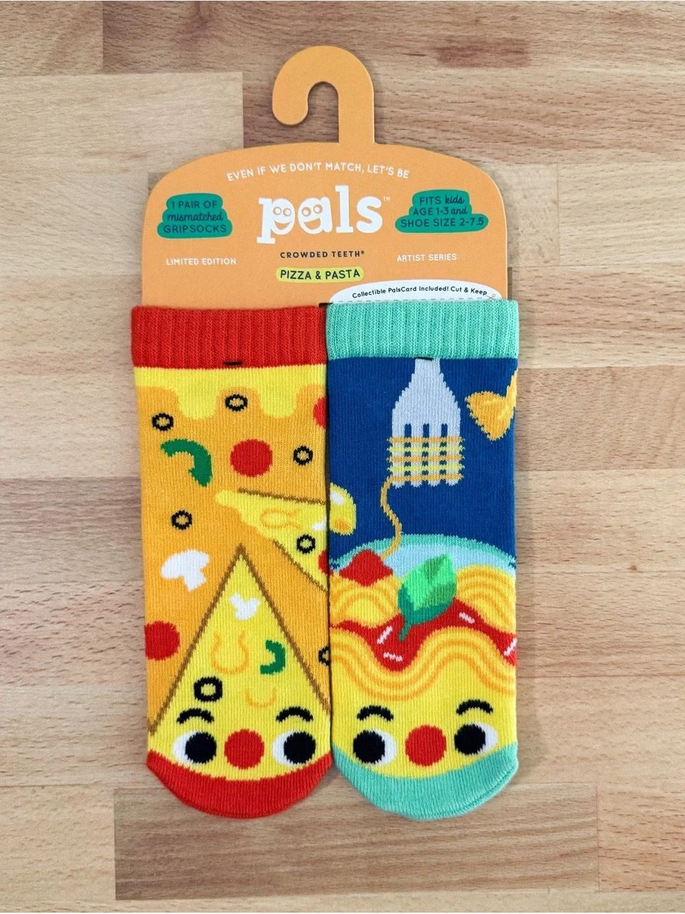 Pals Socks Kids' Mismatched Grip Socks - Pizza and Pasta